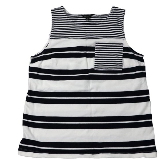 Banana Republic Tops - Banana Republic Navy and White Striped Sleeveless Round Neck Top  Pullover Size